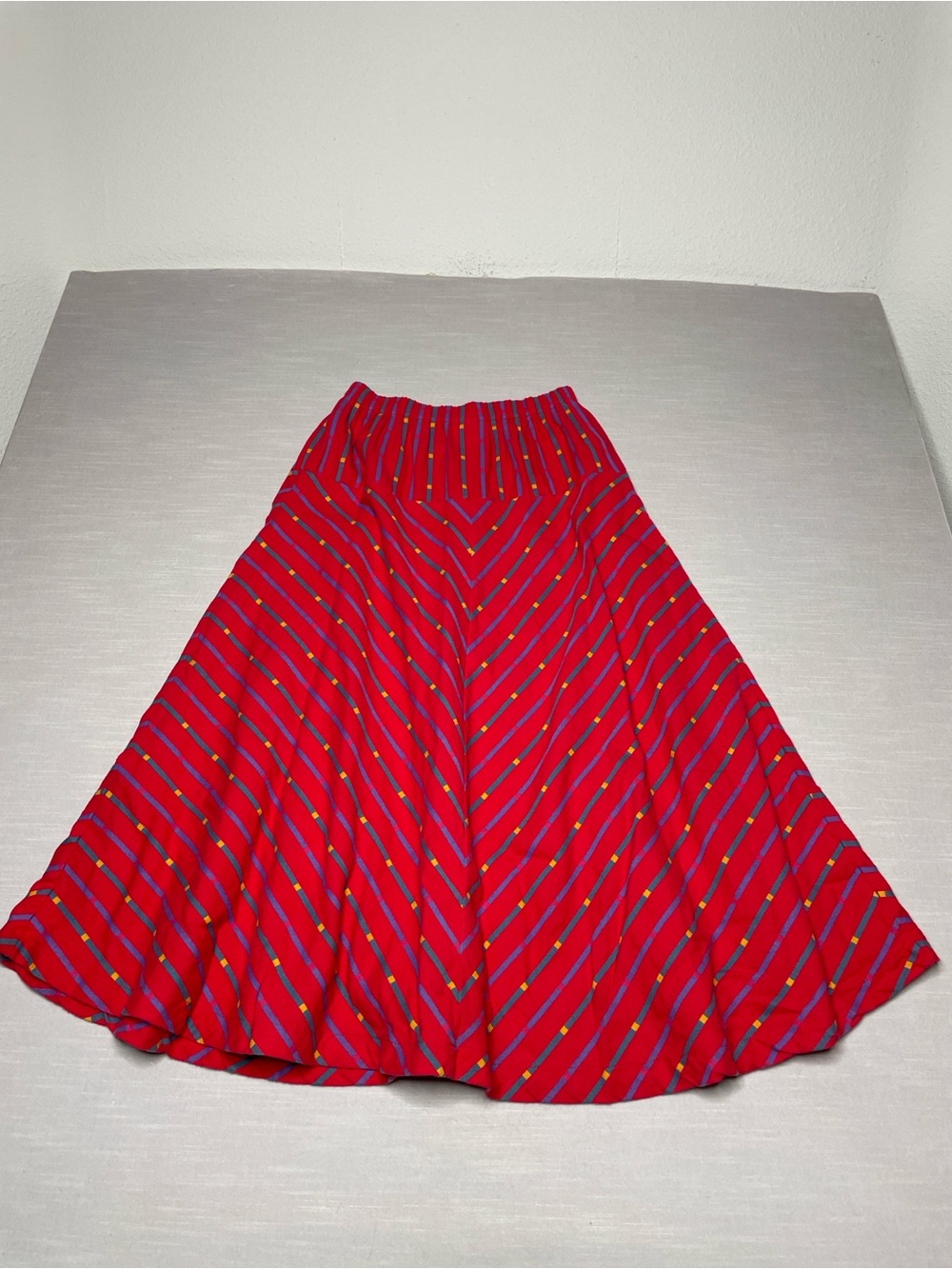 Gudrun Sjoden Red Colorful A-Line Skirt Cotton Pull on Size Small Elastic Waist - Picture 2 of 9